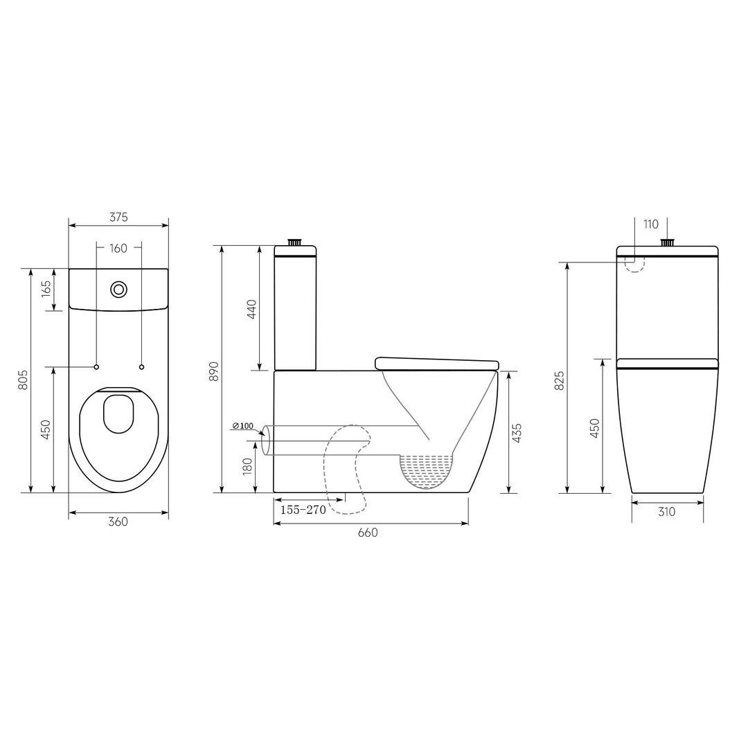 Linsol Ridge Care Rimless Back To Wall Toilet Suite With Backrest Contrast Blue