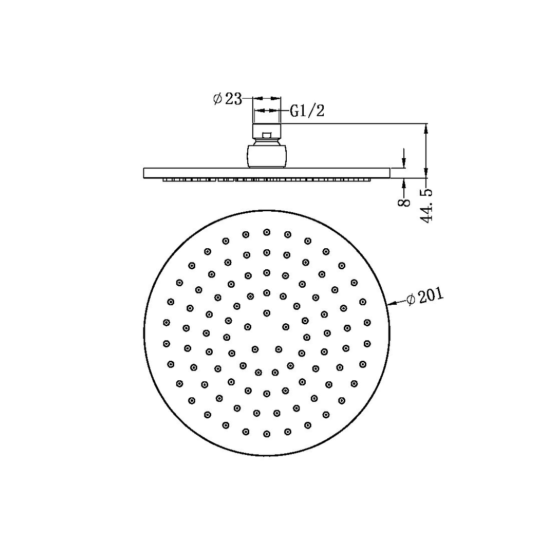 Nero 200mm Round Shower Head - Chrome