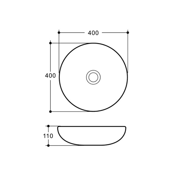Castano Roma Above Counter Basin 400mm Round 110mmh Gloss White