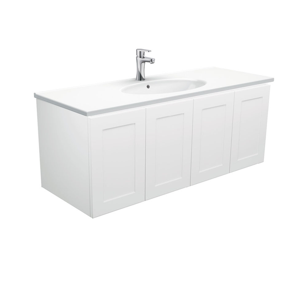Fienza Rotondo Ceramic Mila Shaker Wall Hung Cab No Handles 3 Tap Hole - 1200mm