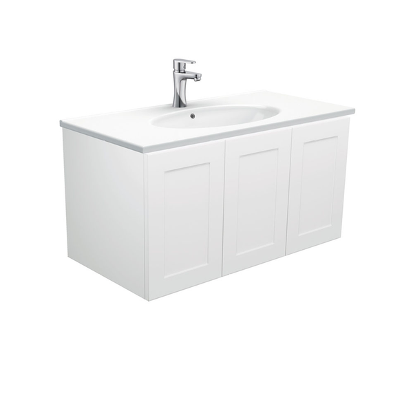 Fienza Rotondo Ceramic 900 Mila Shaker Wall Hung Cab No Handles Right 3 Tap Hole