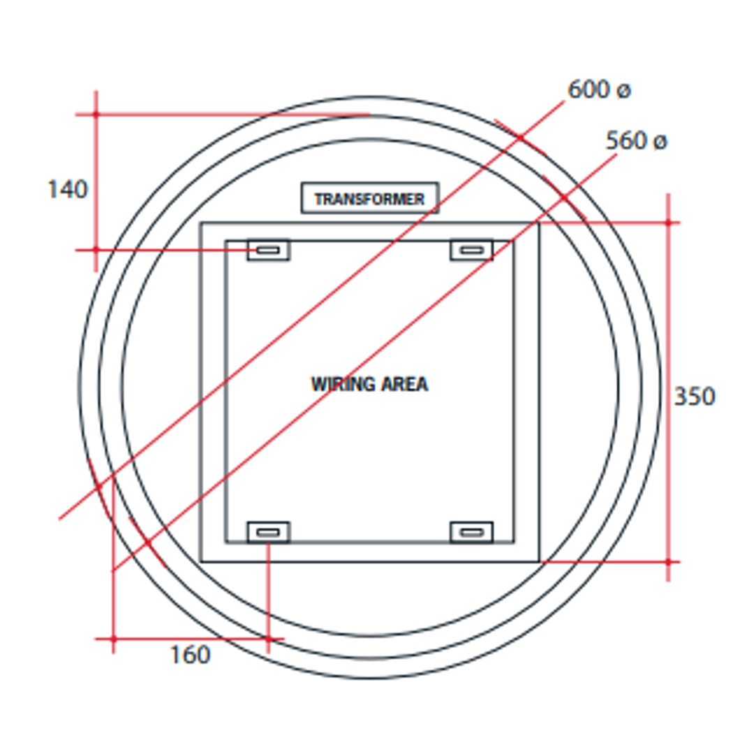 Thermogroup Backlit Round Mirror 600mmØ 41Watts Includes Mirror Demister - Warm Light