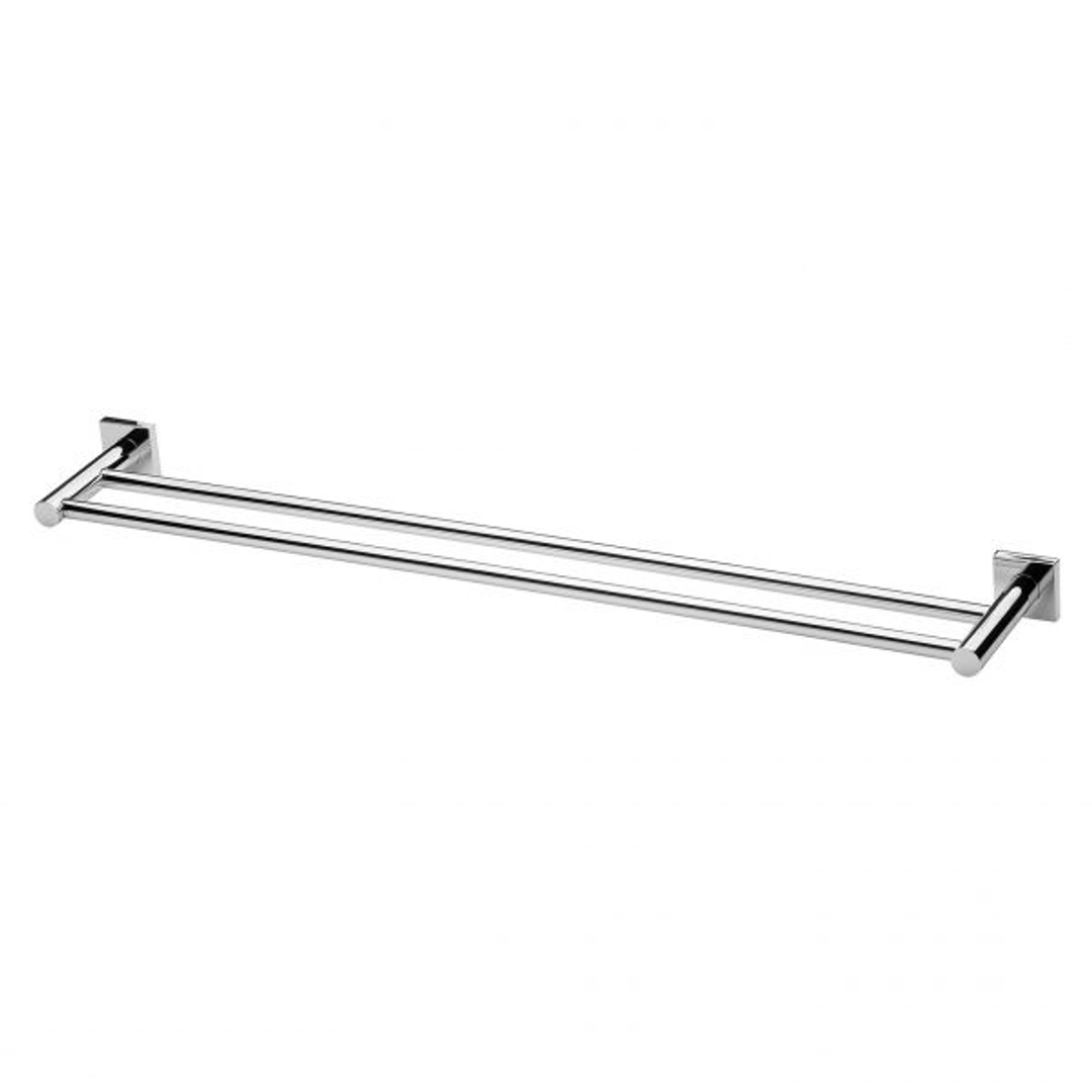 Phoenix Radii Double Towel Rail 800mm Square Plate - Chrome