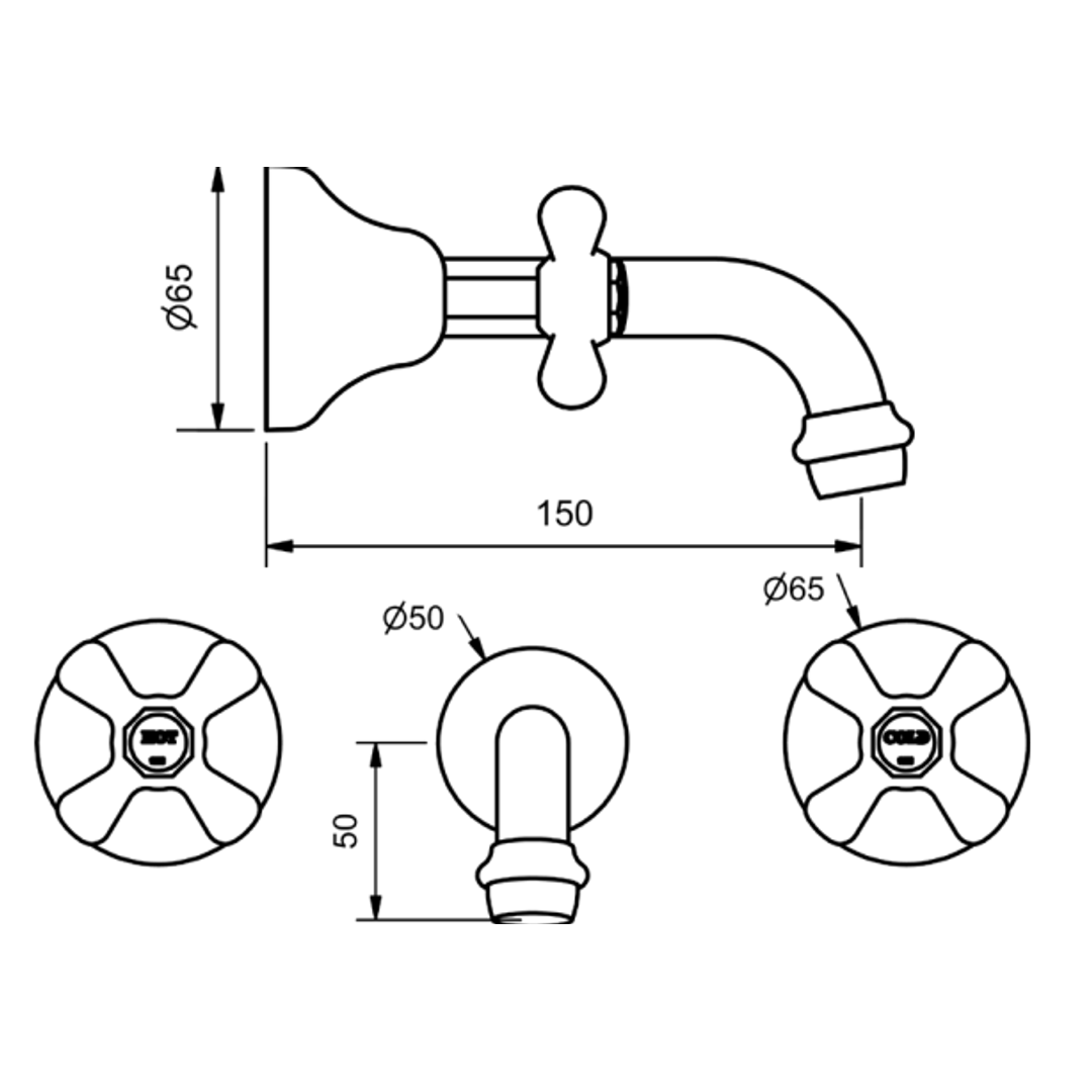 Ram Merino Bath Set 3/4 Turn Ceramic White & Chrome