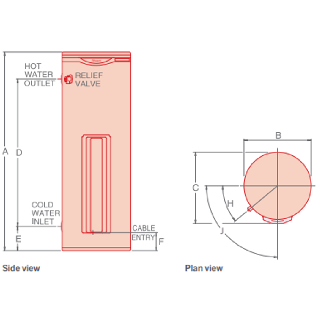 Hot Water Sys Elec Rheem E Series 50 Heavy Duty 3 X 4.8Kw Elements