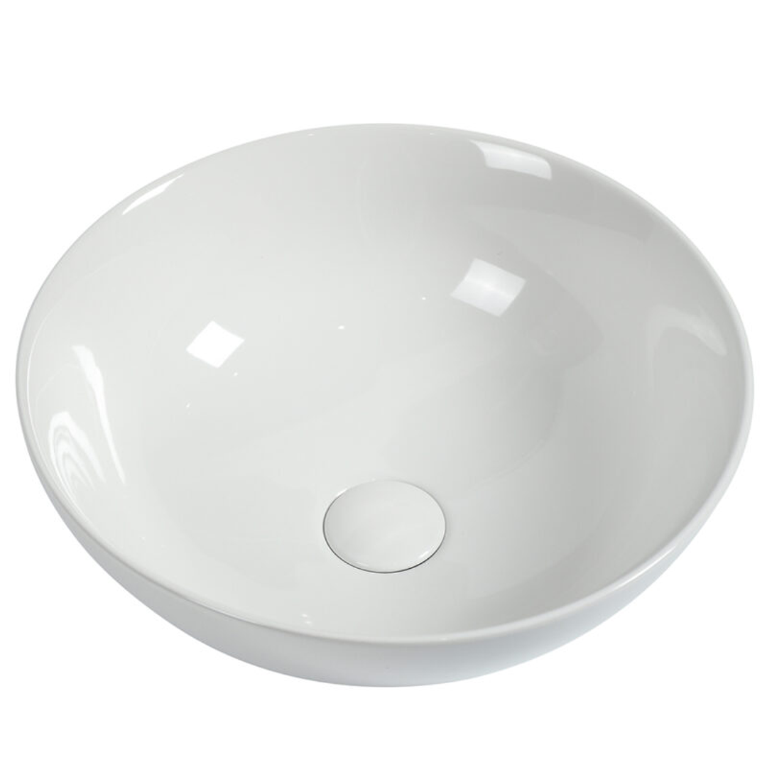 Zumi Ronda Basin 405X405X130Mm Gloss White With 40Mm Gloss White Pop Up Waste &  Adaptor