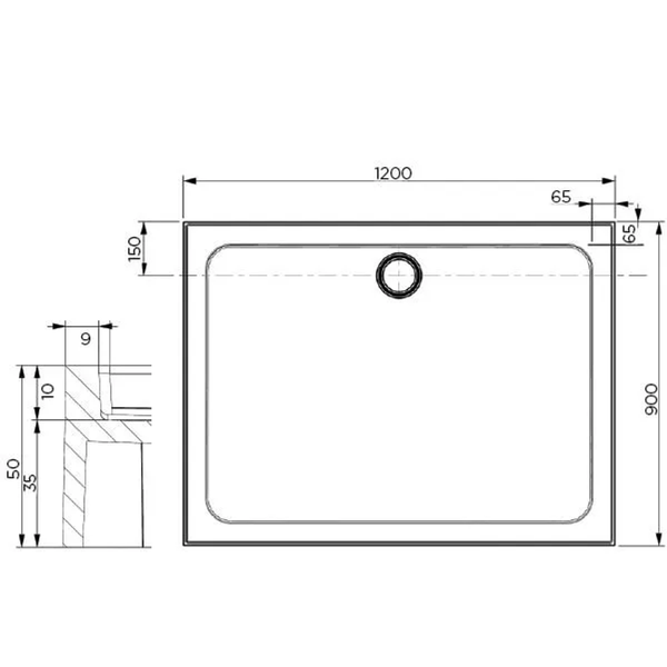 OCEANO SMC LOUVE BASE 1200 X 900 REAR OUTLET CHROME DOME WASTE
