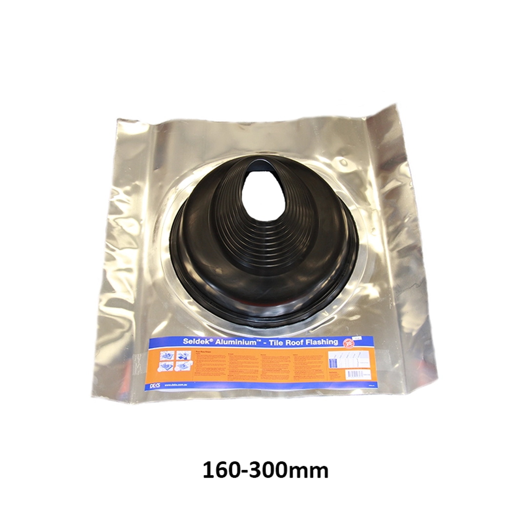 Dektite On Aluminium Tile Flashing - Black (TFA 160-300 B8)