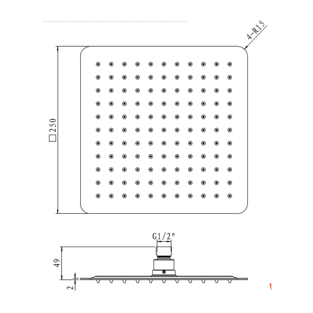 Bestlink Nirvana S/Steel Shower Rose Square Chrome