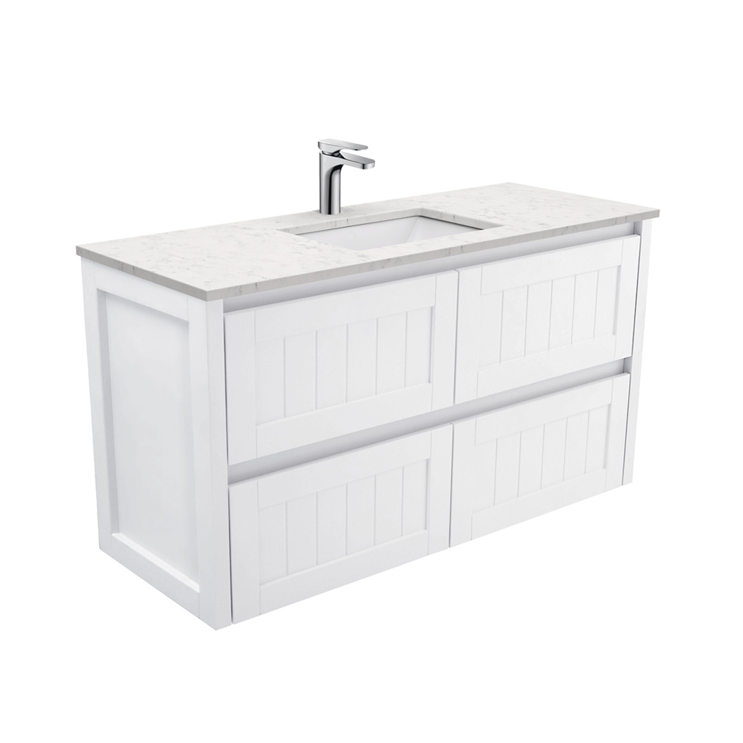 Fienza Sarah Bianco Marble 1200 Hampton Wall Hung Cab 1Th Sf