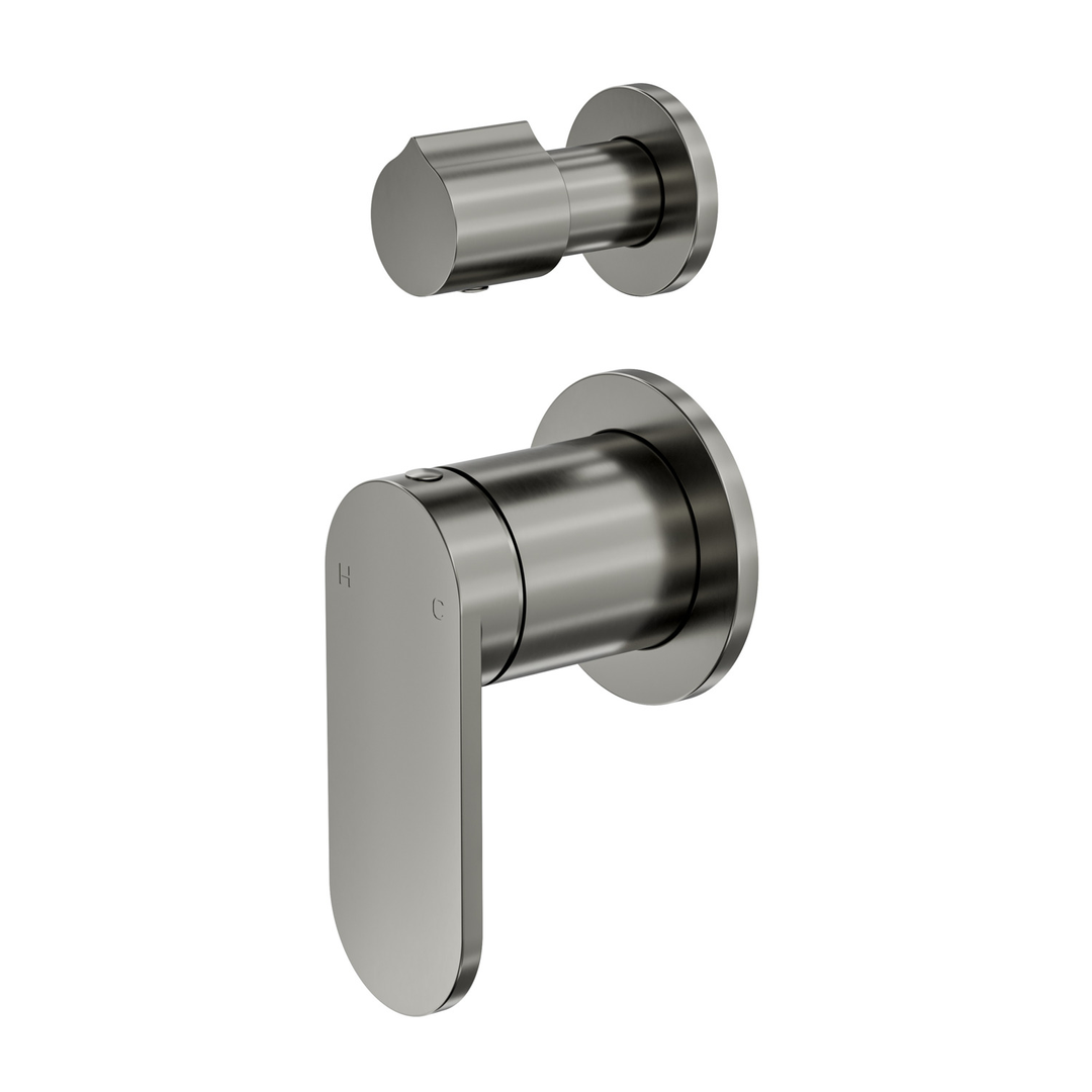 Linsol Capo 2-Plate Wall Mixer With Divertor Trim Kit - Gunmetal