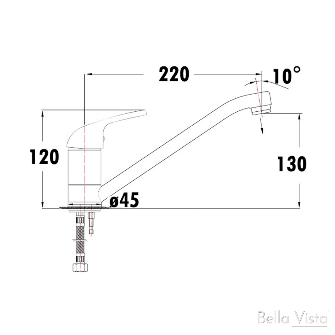 Bella Vista Solid Handle Sink Mixer Wide Body Chrome