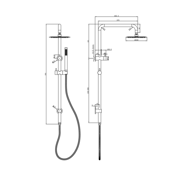 Linsol Sofia Shower Combo With Slim Handpiece And 200Mm Round Head Chrome