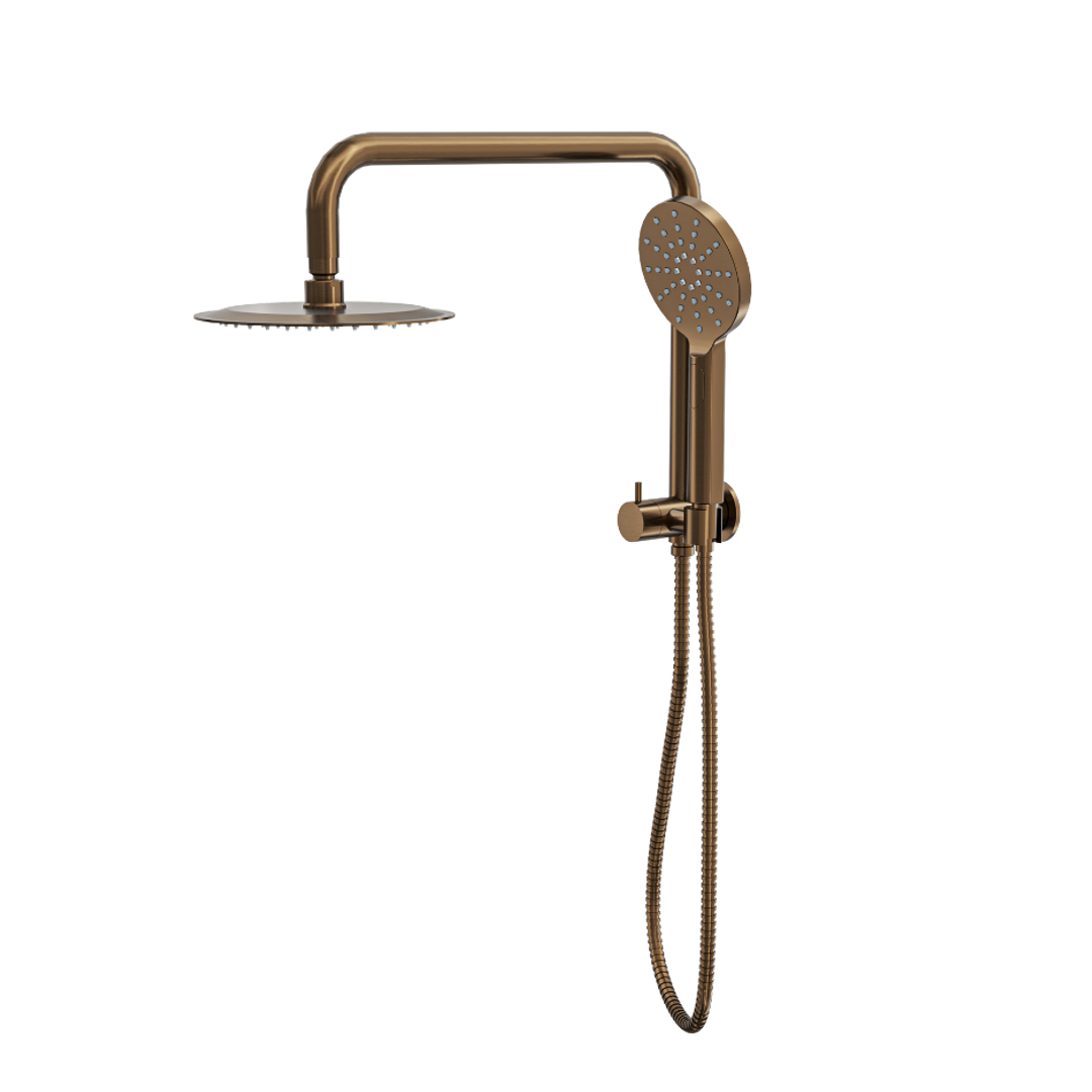 Linsol Sofia Short Shower Combo With Multifunction Hand Piece & 200Mm Round Head Aged Bronze