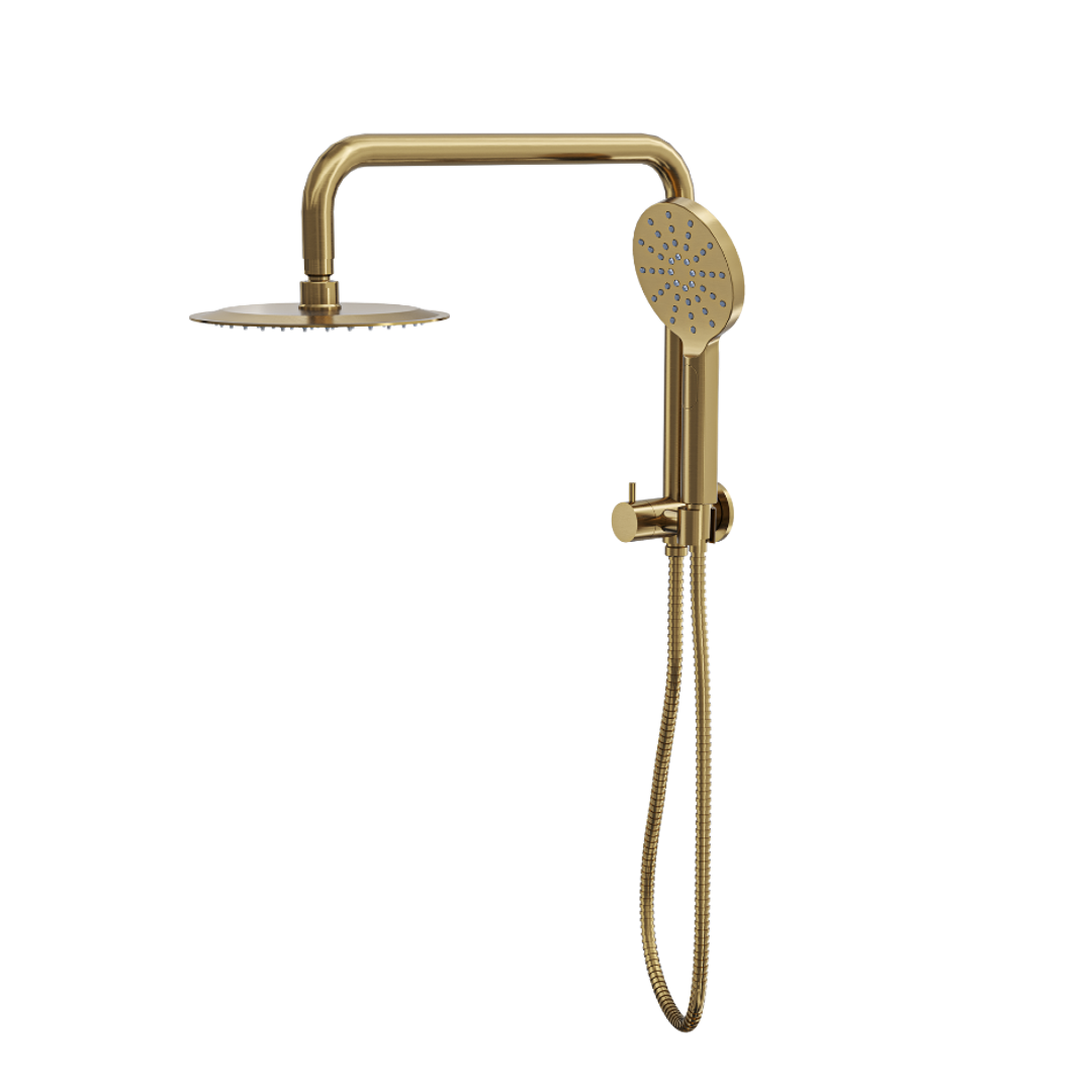 Linsol Sofia Short Shower Combo With Multifunction Hand Piece & 200Mm Round Head Brushed Brass