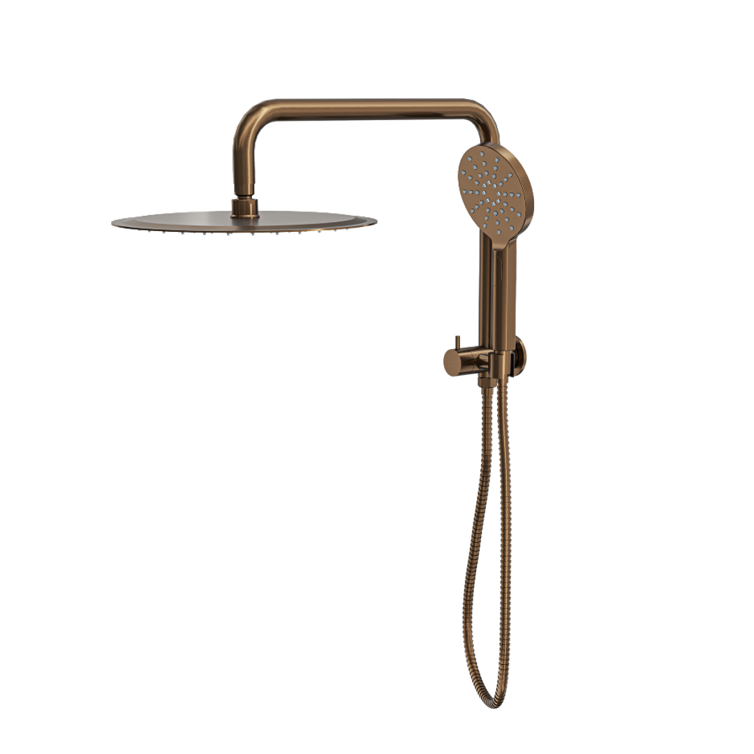 Linsol Sofia Short Shower Combo With Multifunction Hand Piece & 300Mm Round Head Aged Bronze