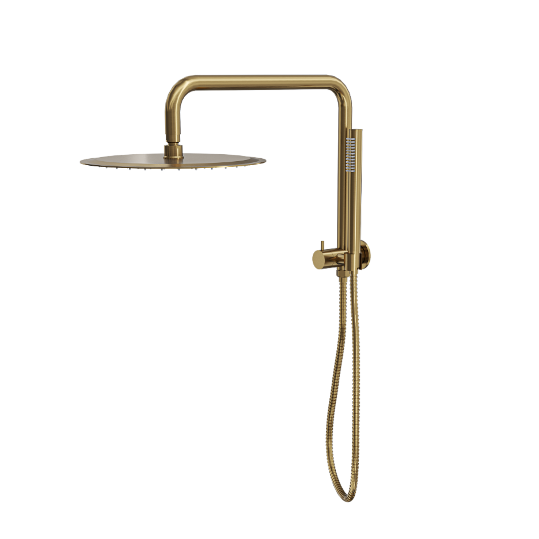 Linsol Sofia Short Shower Combo With Slim Handpiece And 300Mm Round Head Brushed Brass