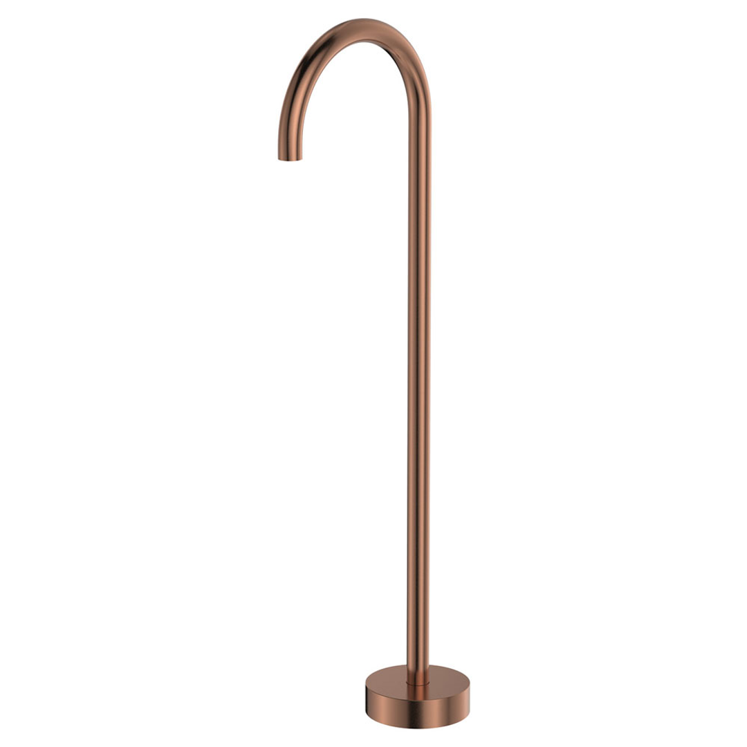 Fienza Kaya Brushed Copper Gooseneck Floor Mounted Bath Outlet