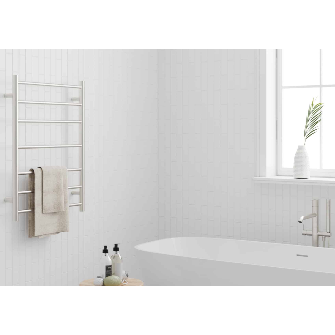 Thermogroup Thermorail Straight/Round 600X800X122Mm 80Watts 7 Bars - Brushed Nickel