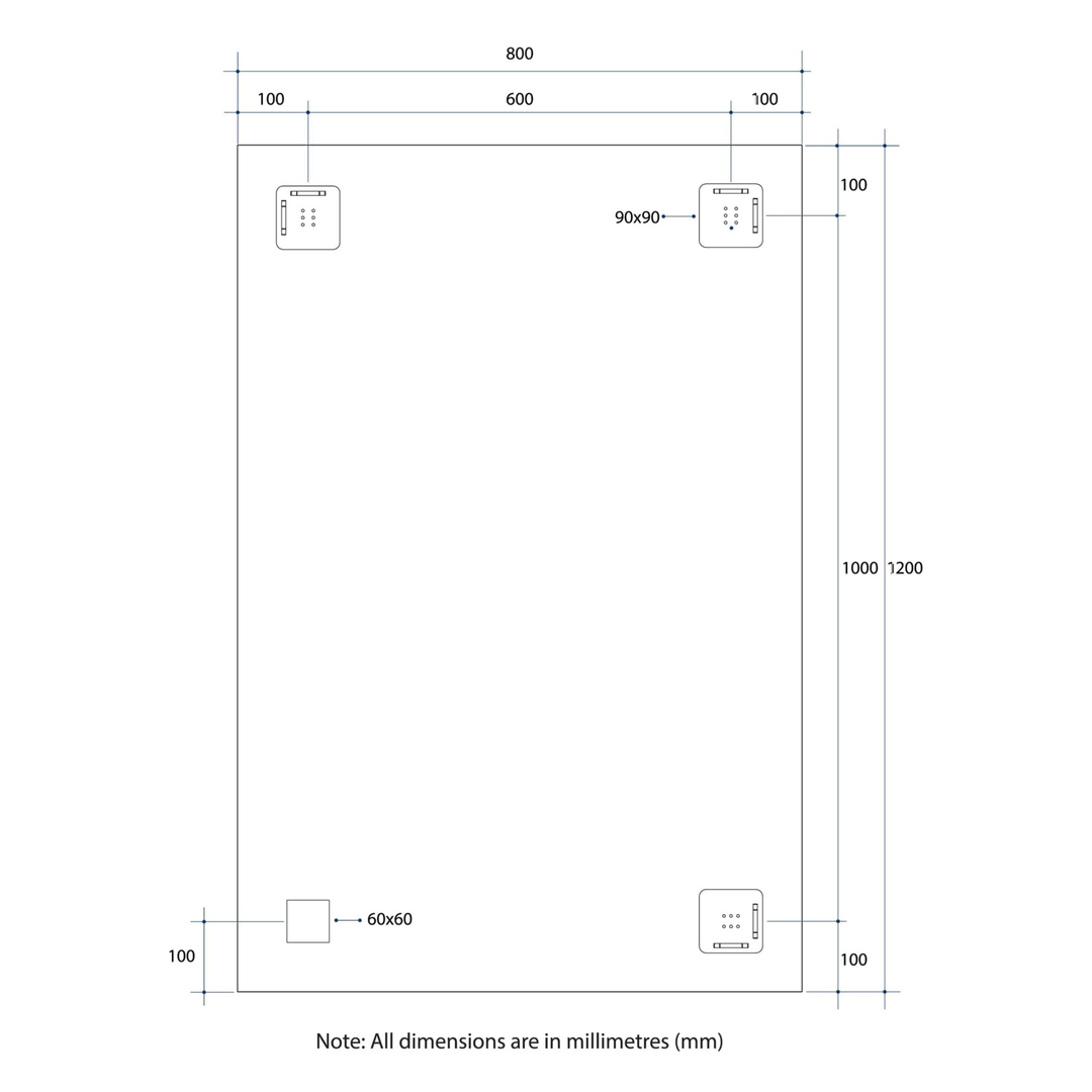 Sierra Rectangle Polished Edge Mirror With Sandblasted Border 1200X800Mm With Hangers