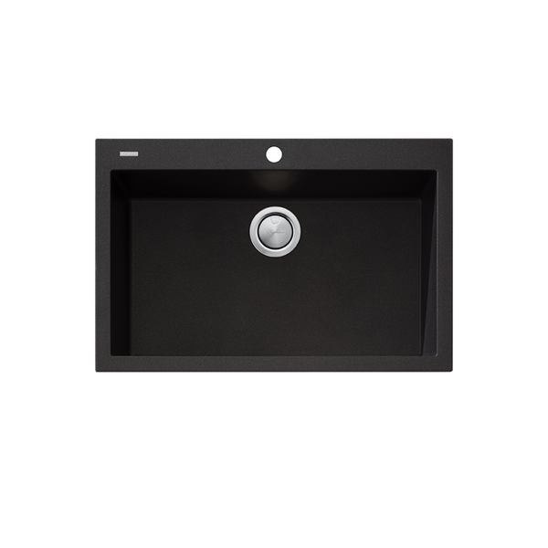 Oliveri Santorini Black Mega Bowl Topmount Sink 1 Tap Hole