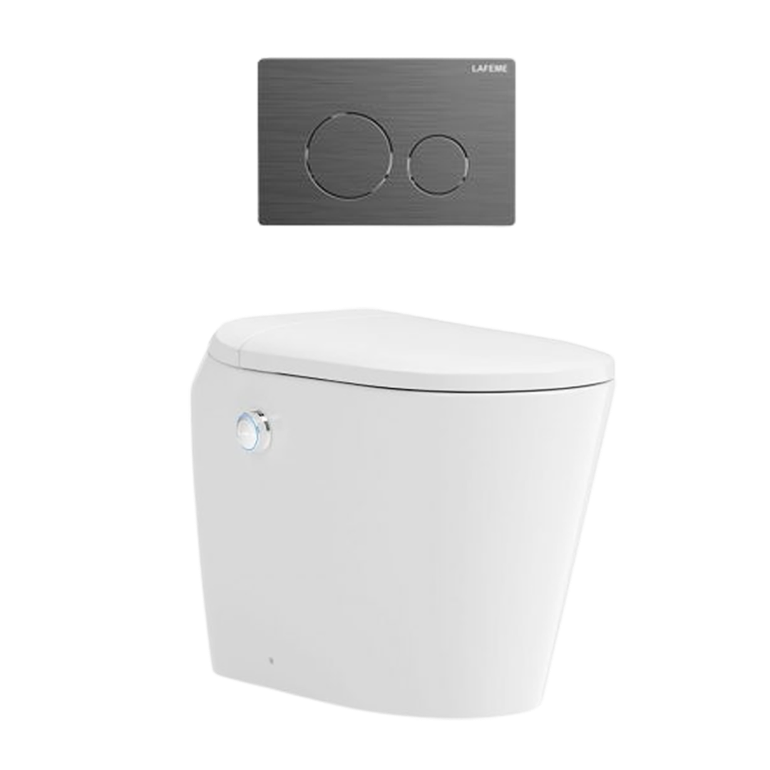 Lafeme Autolux Inwall Cistern Floor Pan Smart Toilet 592X400X492mm & Gun Metal Flush Plate