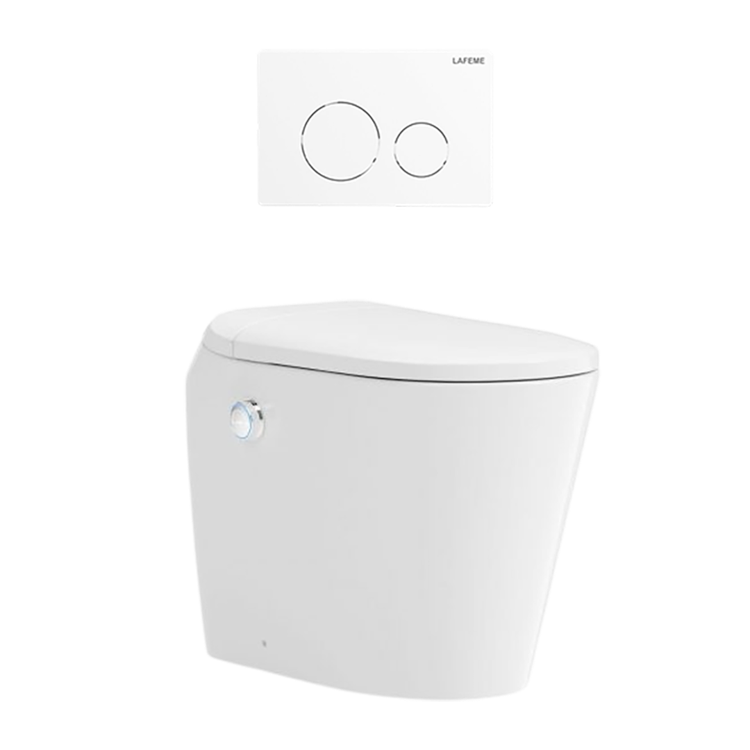 Lafeme Autolux Inwall Cistern Floor Pan Smart Toilet 592X400X492mm & Matte White Flush Plate