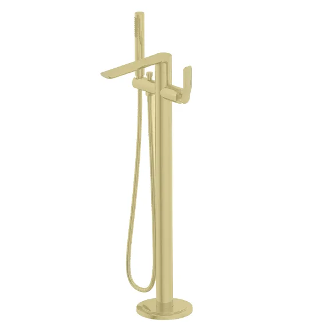 Streamline Synergii Free Standing Bath Mixer With Handshower Brushed Brass