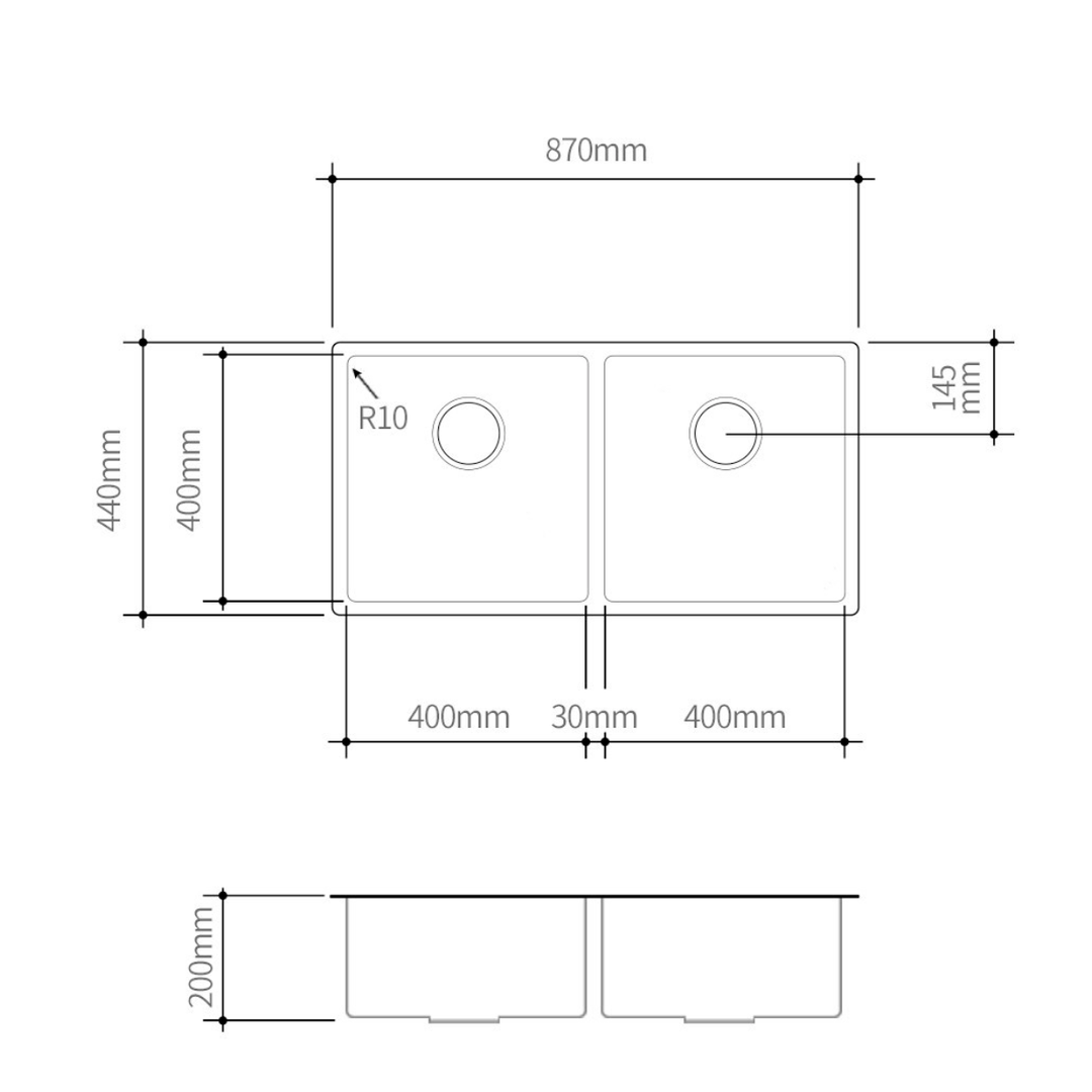 Linsol Quadra Double Bowl Stainless Steel Sink