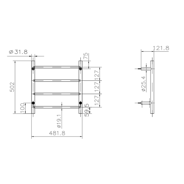 Linsol Allegra 4 Bar Heated Towel Rail - Matte Black