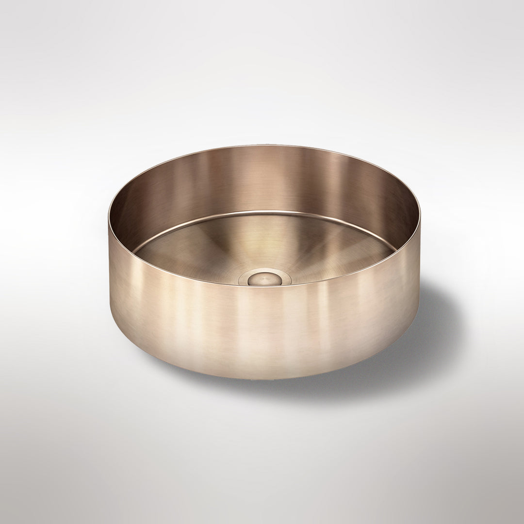Meir Steel Round Bathroom Basin 380 X 110 Pvd Champagne