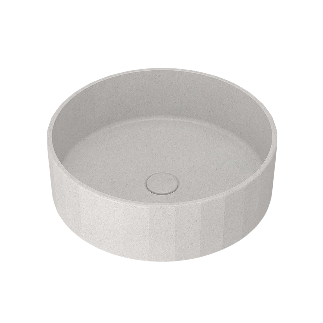 Streamline Kasta-Lux Fic Above Counter 40Cm Faceted Round Basin W.Pup Waste_White Stone