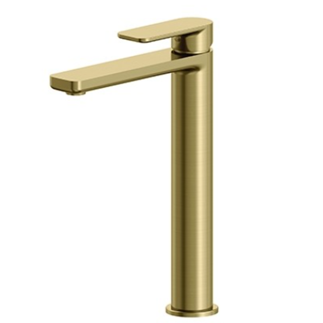 Streamline Kibo Extended Height Vessel Mixer Brushed Brass