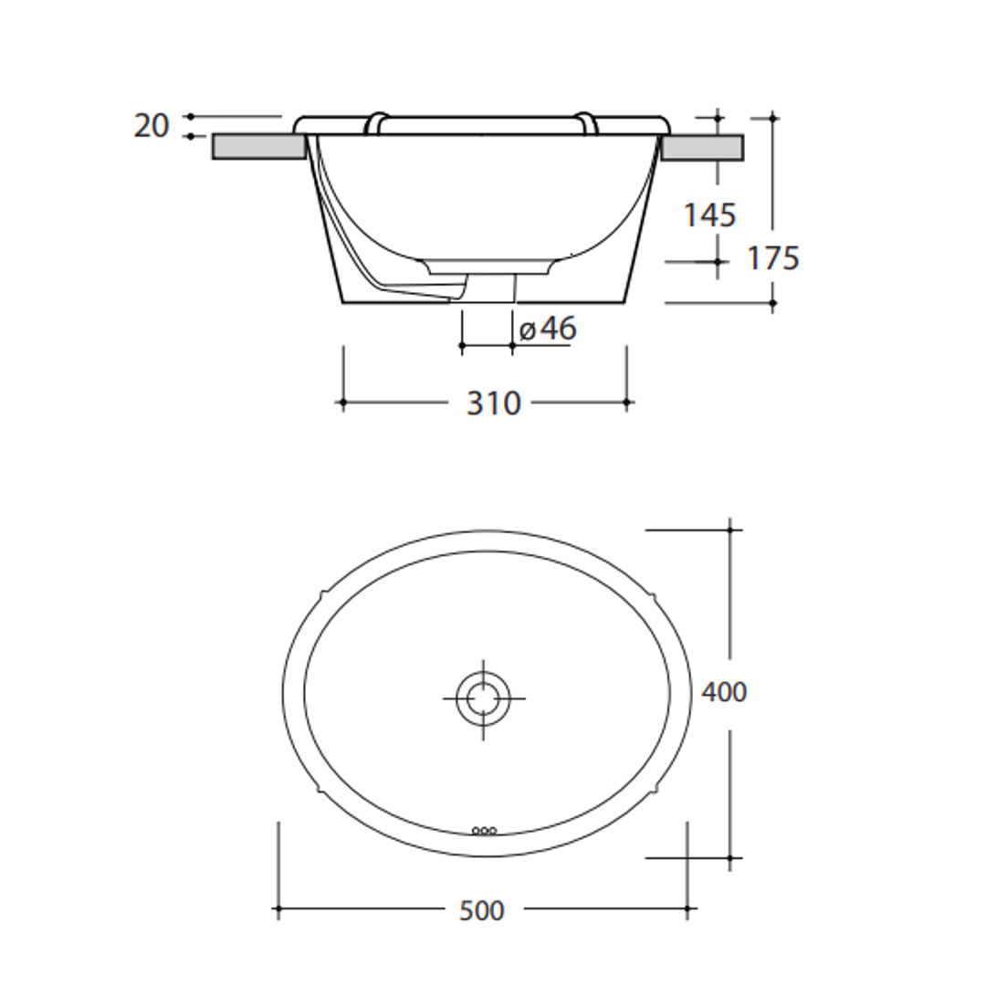 Studio Bagno Impero 50 Inset Basin  White