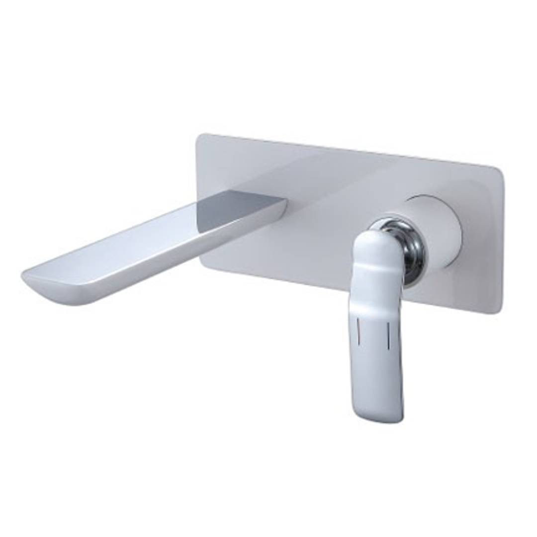 Synergii Wall Mounted Basin Mixer White Chrome Trim