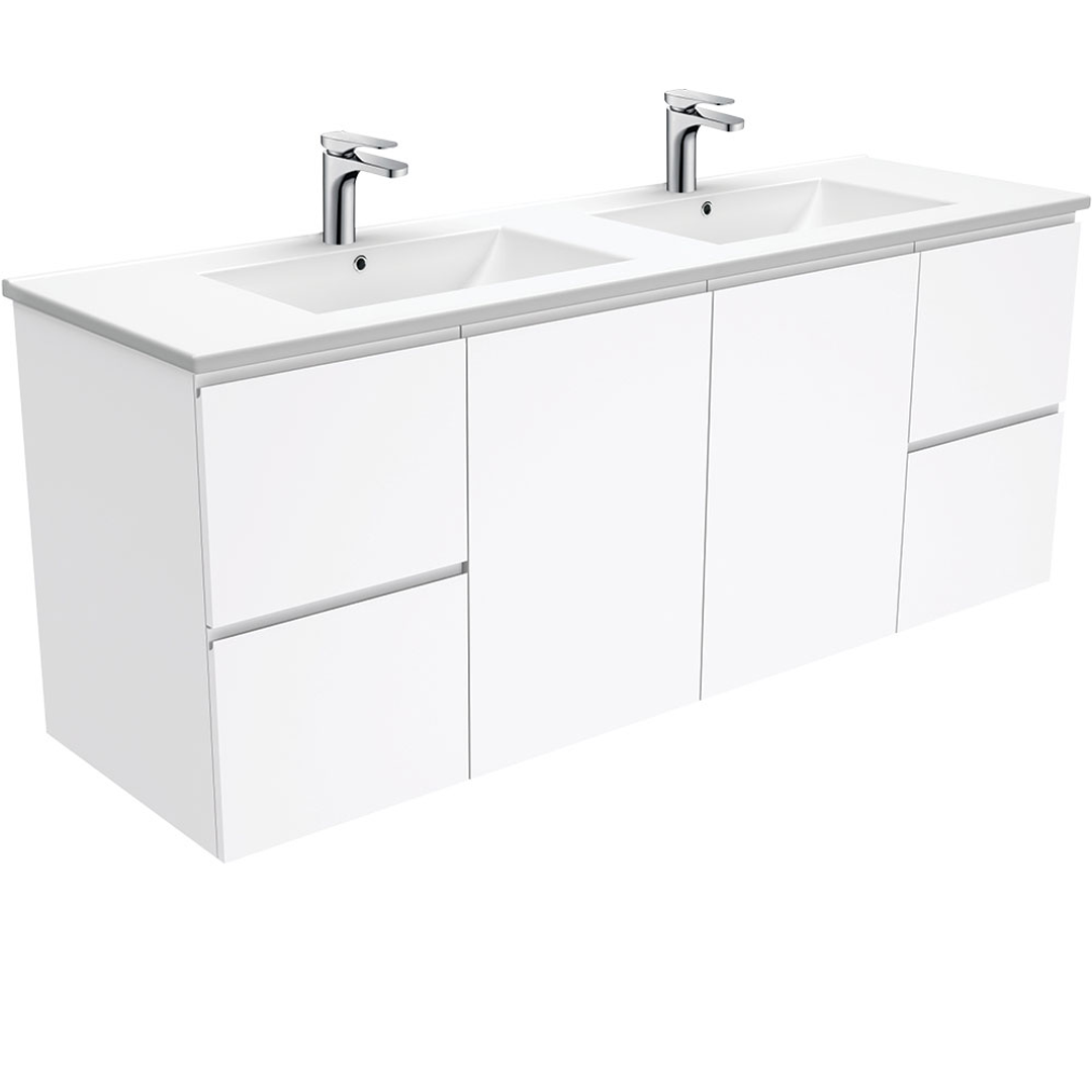 Aspire Unity II 1500 S/Bowl Vanity W/Hung China Top  White 1 Tap Hole