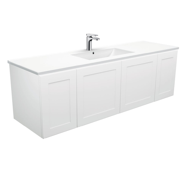 Fienza Dolce Ceramic Wall Hung Mila Shaker Universal Cab No Handles Single Bowl 3 Tap Hole - 1500mm