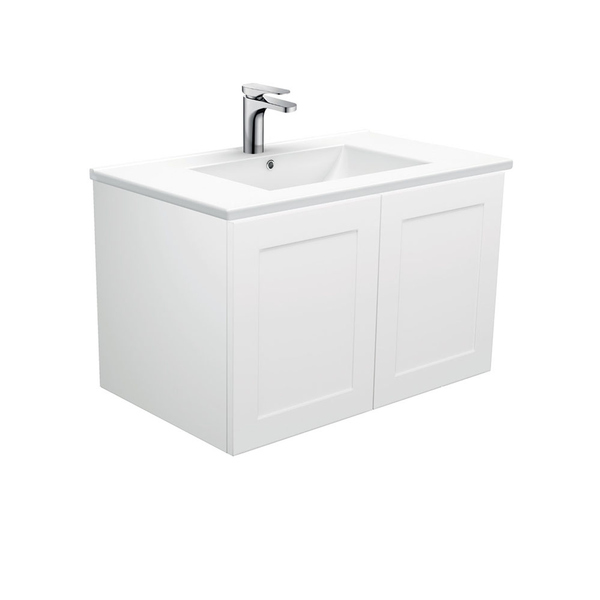 Fienza Dolce Ceramic Mila Shaker Wall Hung Cab No Handles Left 3 Tap Hole - 750mm