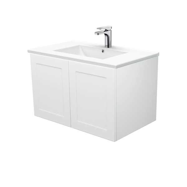Fienza Dolce Ceramic Mila Shaker Wall Hung Cab No Handles Right 3 Tap Hole - 750mm