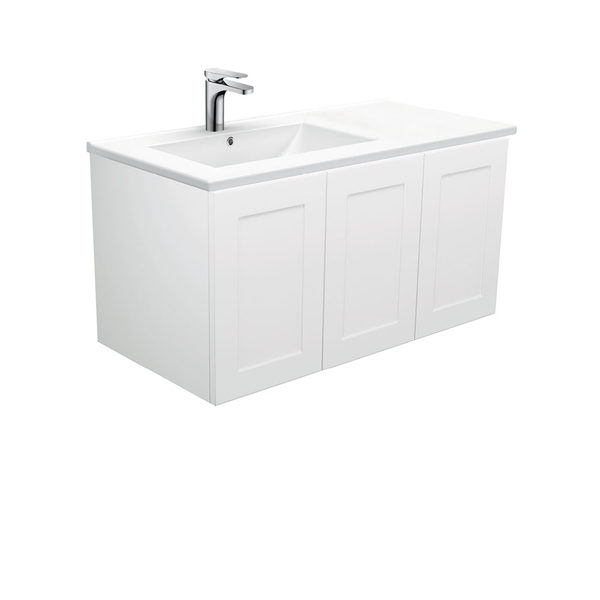 Fienza Dolce Left Offset Basin Mila Shaker Cab Wall Hung Vanity 1 Tap Hole - 900mm