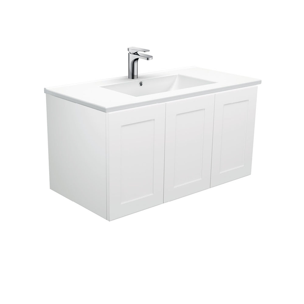 Fienza Dolce Ceramic Mila Shaker Wall Hung Cab No Handles Left 3 Tap Hole - 900mm