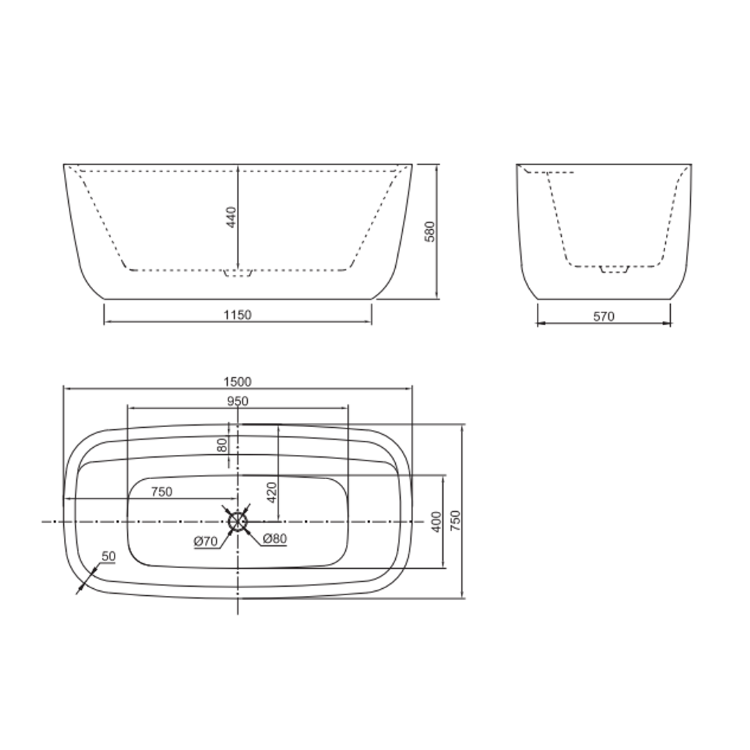 Belbagno Terriccio 1500 Free Standing Bath Matte White