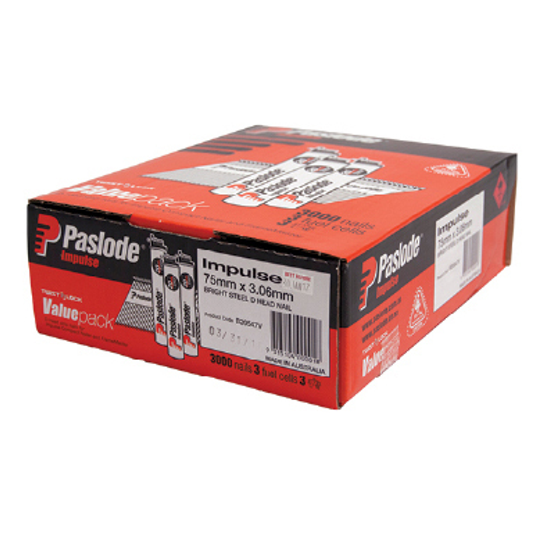 Paslode  Nails And Fuel Cell 75Mm Per Qty Pk 3000