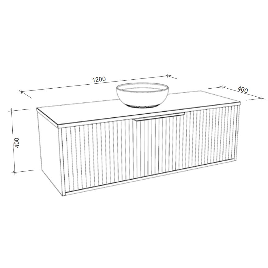 Timberline Elwood Vanity 1200m Centre Wg Basin Silksurface Ac Top Wall Hung