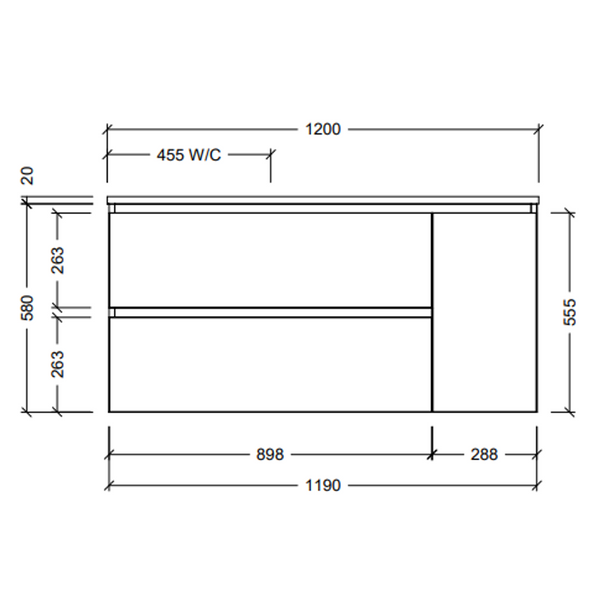 Timberline Marshall Vanity 1200mm Left Woodgrain Basin Silksurface Above Counter Top Wall Hung