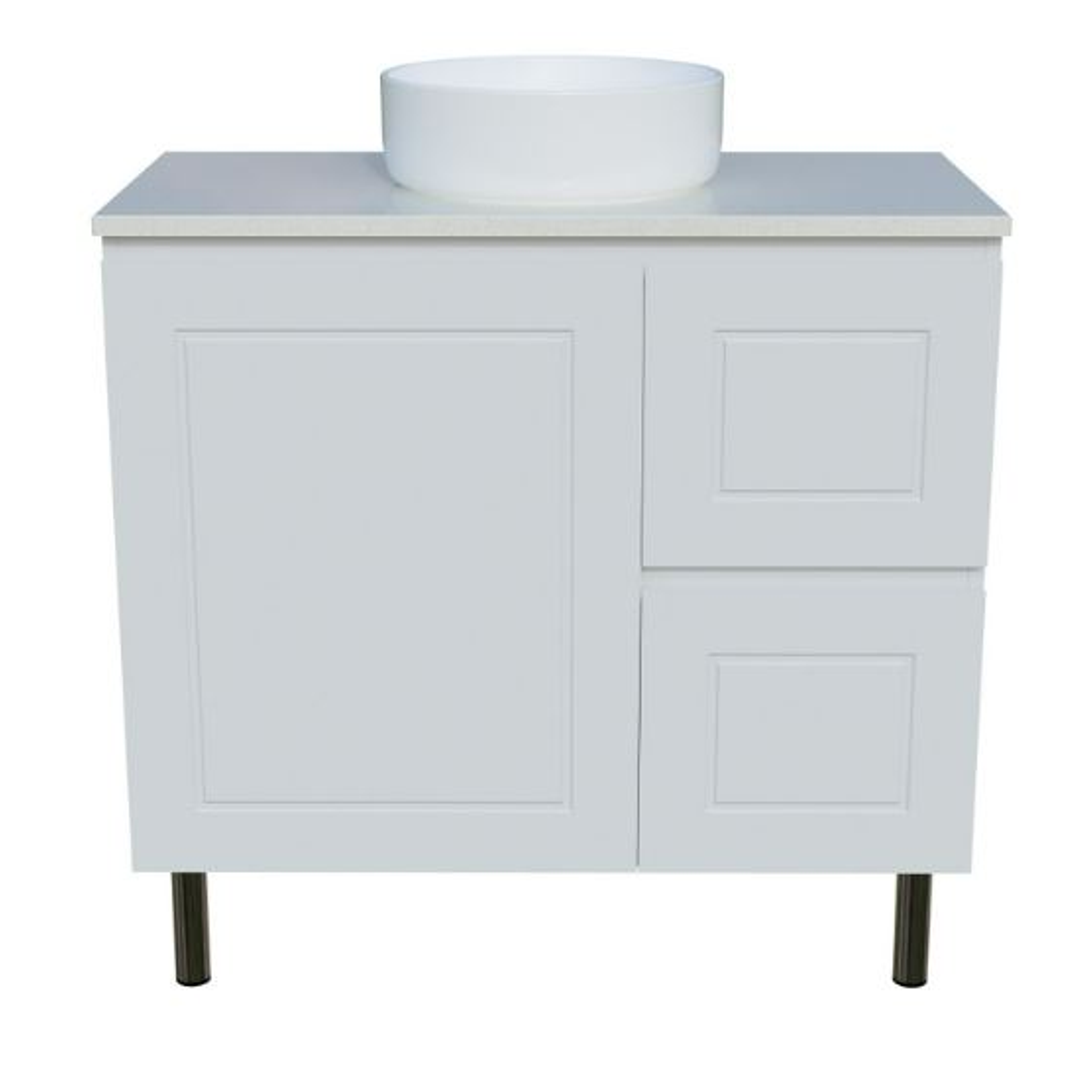 Timberline Nevada Classic Vanity 900 Silksurface White Gloss A/C Basin On Legs