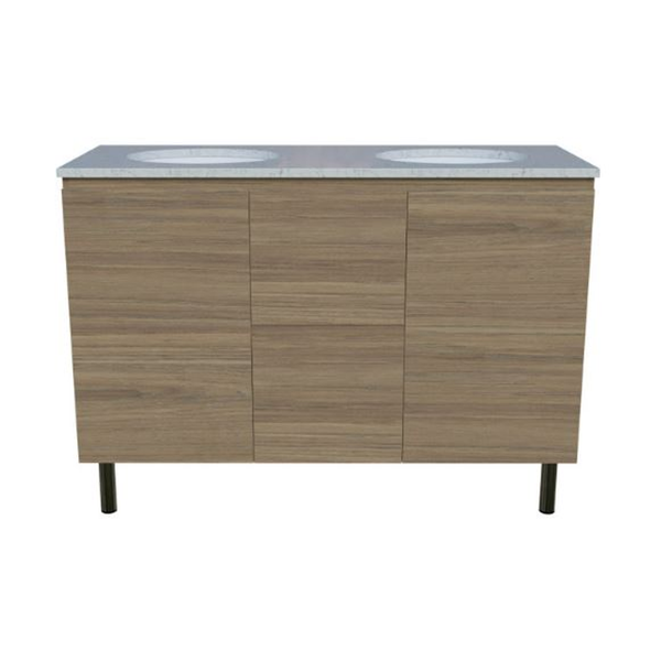 Timberline Nevada Vanity 1200 Silksurface Top Dbl White Gloss U/C Basin On Legs
