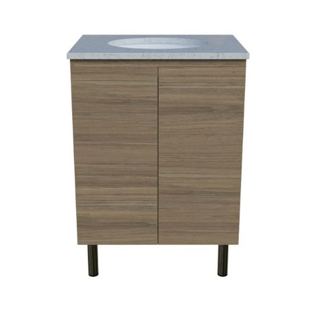 Timberline Nevada Vanity 600 Silksurface Top White Gloss U/C Basin On Legs N60Ml-U