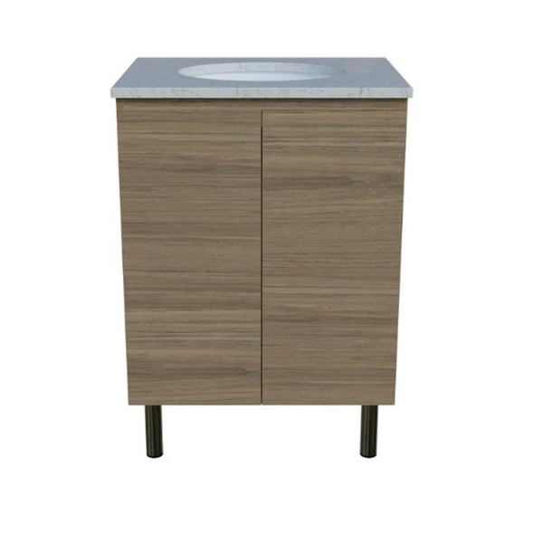 Timberline Nevada Vanity 600 Silksurface Top White Gloss U/C Basin On Legs N60Ml-U