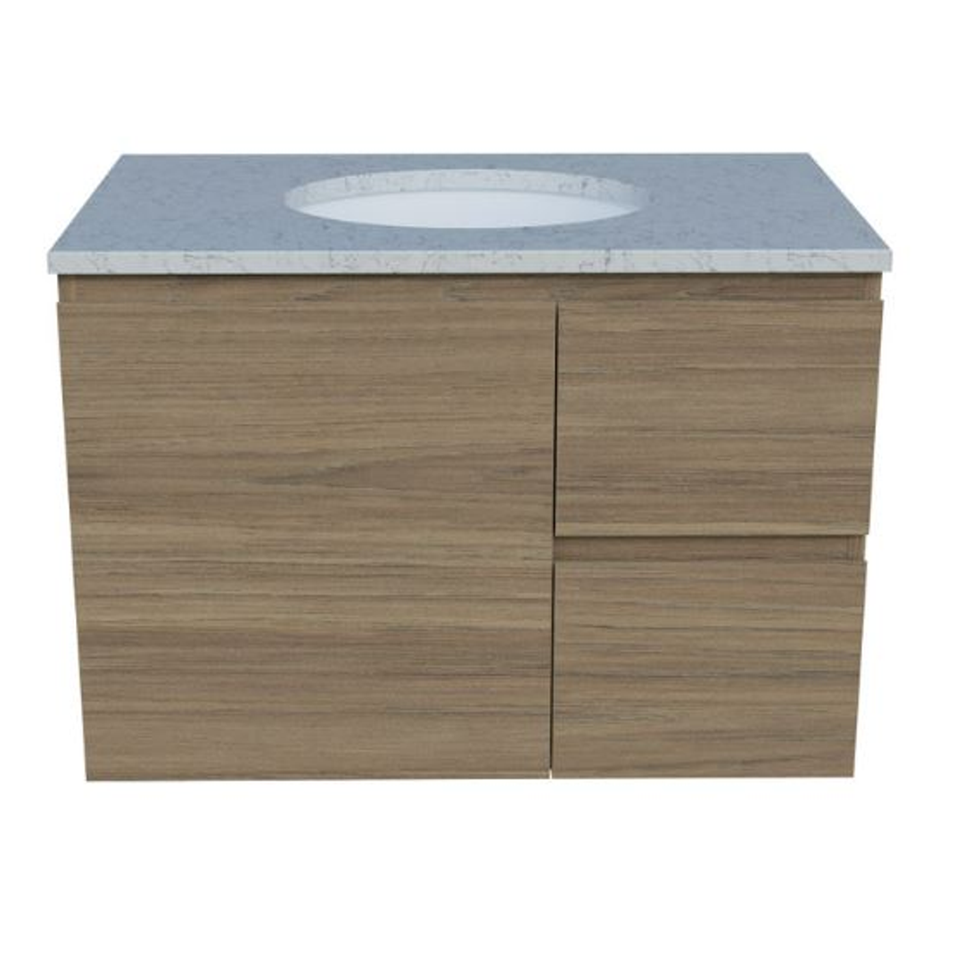 Timberline Nevada Vanity 750 Silksurface Top White Gloss U/C Basin Wall Hung N75Mw-U